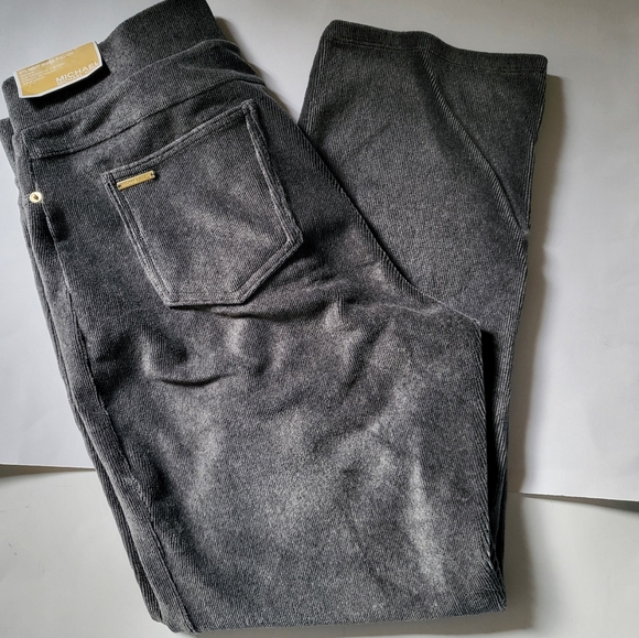 Michael Kors Women's corduroy leggings pull-on pants MK logo size M L XL gray - Picture 2 of 6